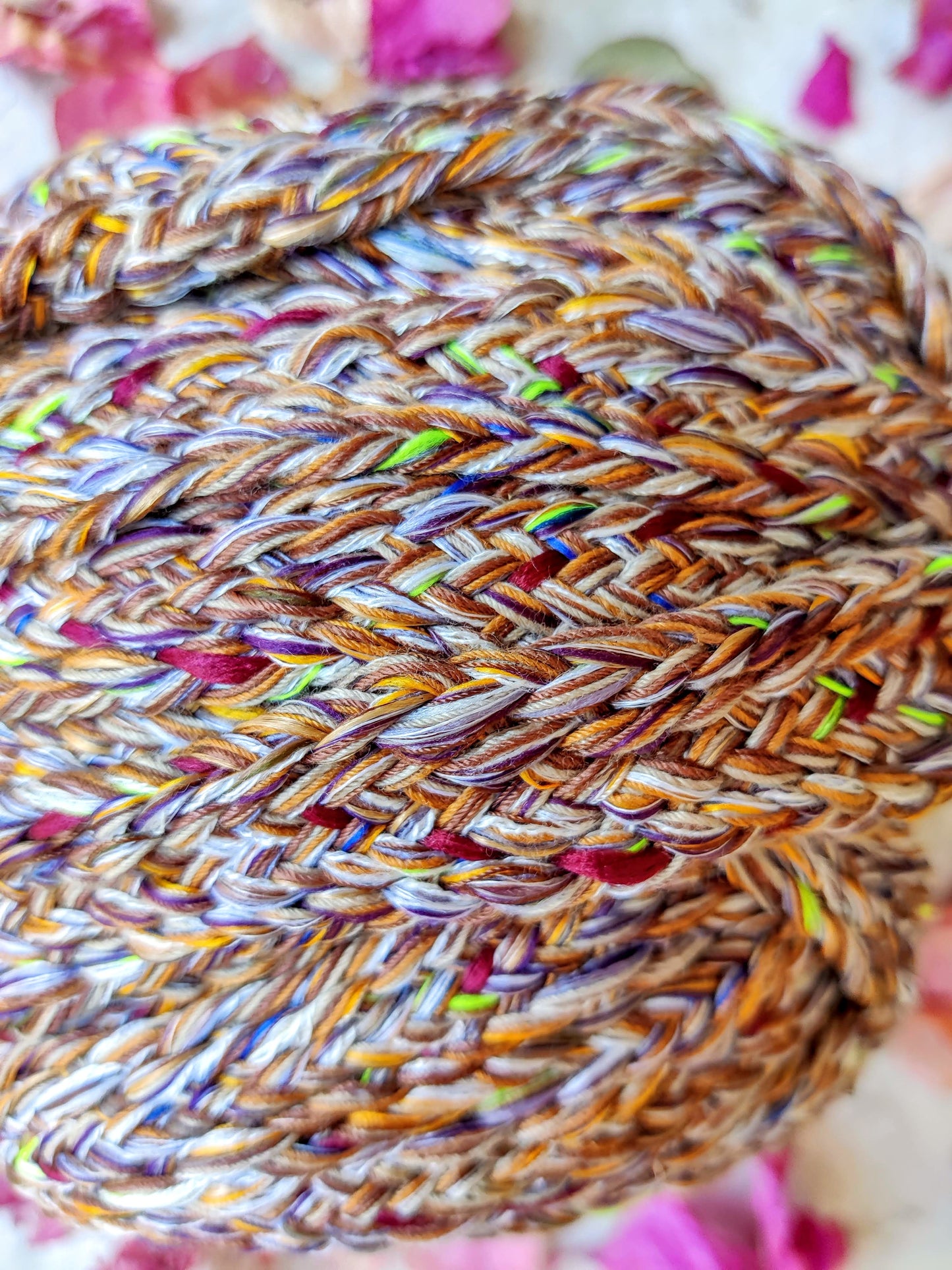 Cinta plana colores combinado Mostaza-café 100% poliester 1kg