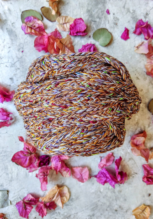 Cinta plana colores combinado Mostaza-café 100% poliester 1kg